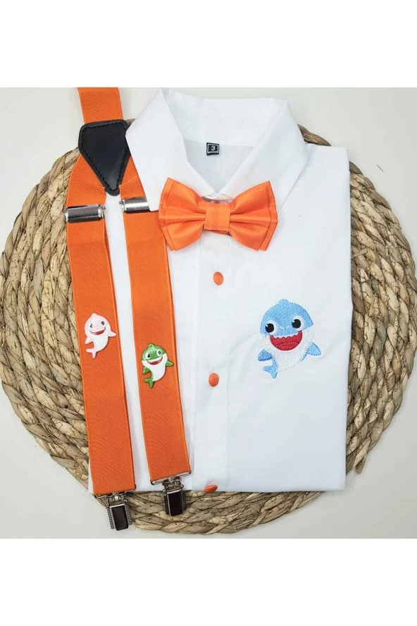 Baby Shark Konseptli Askı Papyon Gömlek