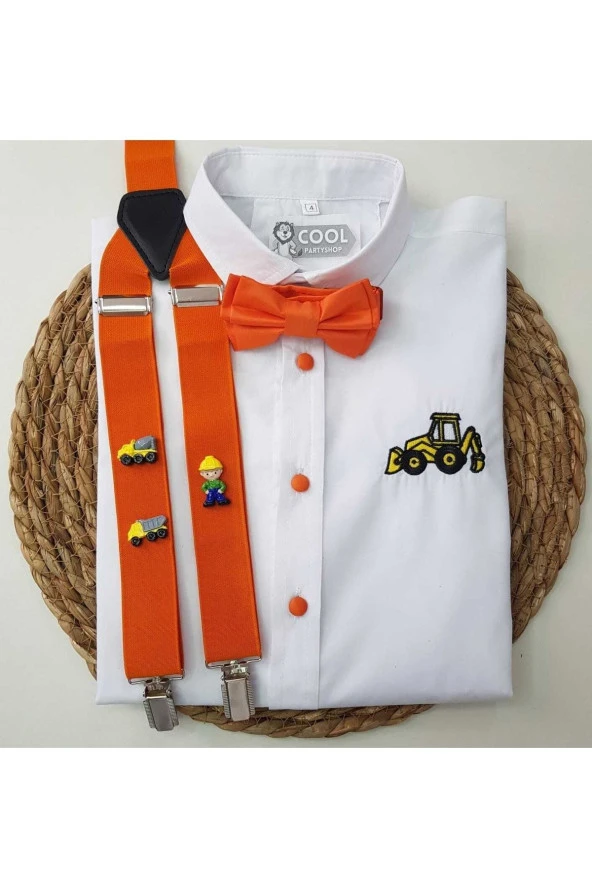 Inşaat Konseptli Askı Papyon Gömlek