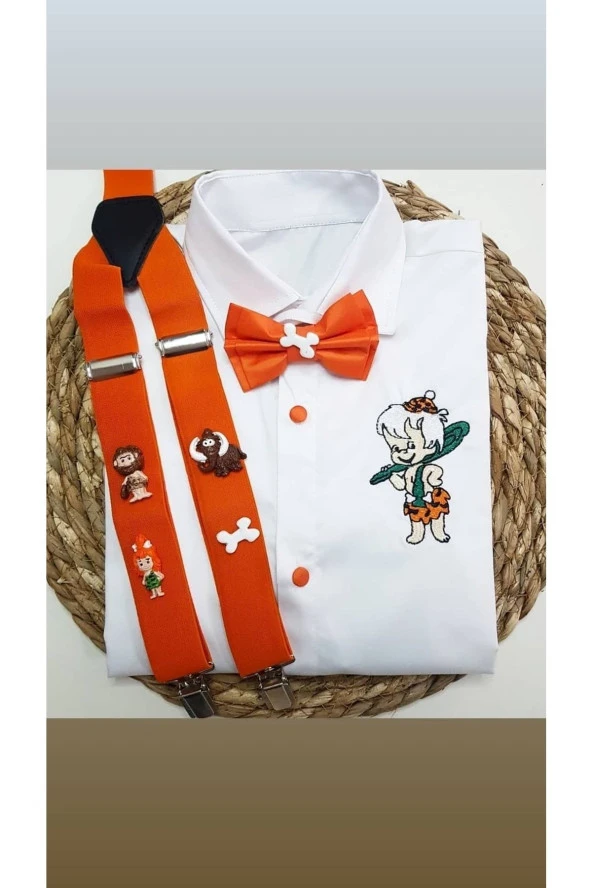 Taş Devri Konseptine Özel Kıyafet Askı Papyon Gömlek ürün görseli 1