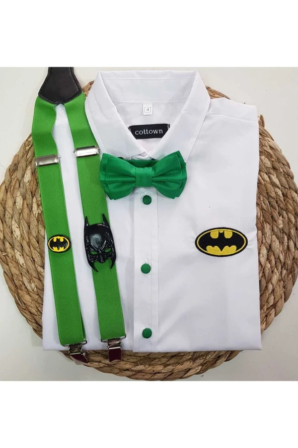 Batman Konseptli Askı Papyon Gömlek