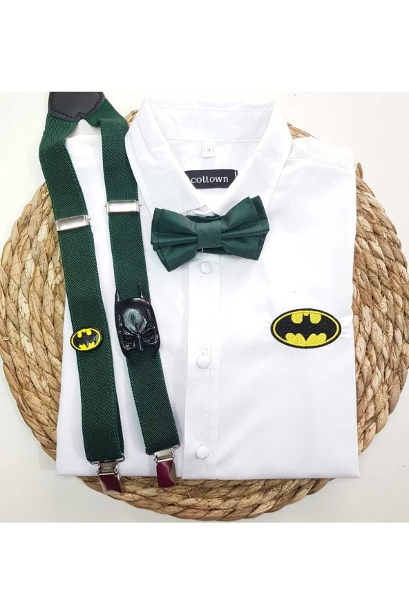 Batman Konseptli Askı Papyon Gömlek