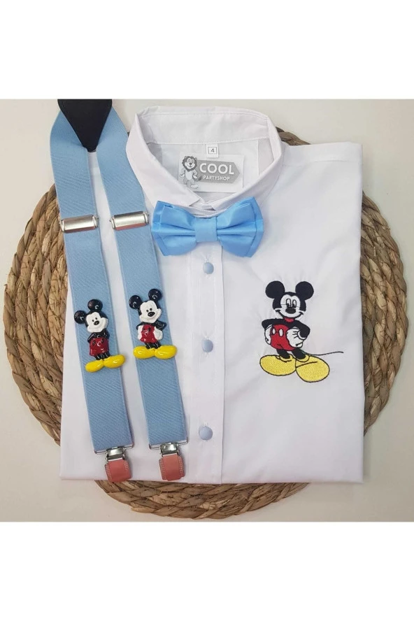 Mickey Kıyafet Askı Papyon Gömlek - 1