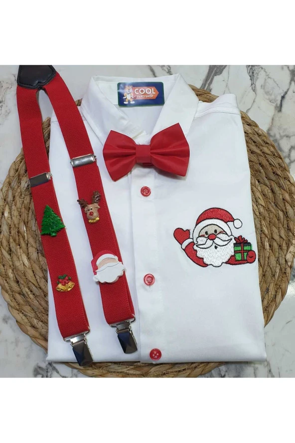 yılbaşı konseptli askı papyon gömlek