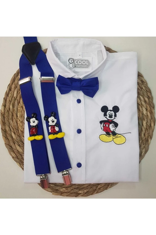 Mickey Kıyafet Askı Papyon Gömlek