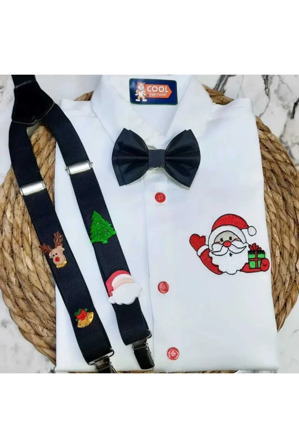 yılbaşı konseptli askı papyon gömlek