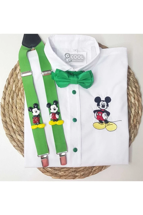 Mickey Kıyafet Askı Papyon Gömlek