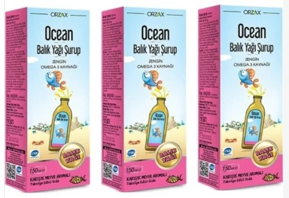 Ocean Balık Yağı Şurubu Karışık Meyve Aromalı 150 Ml 3'Lü Paket ürün görseli