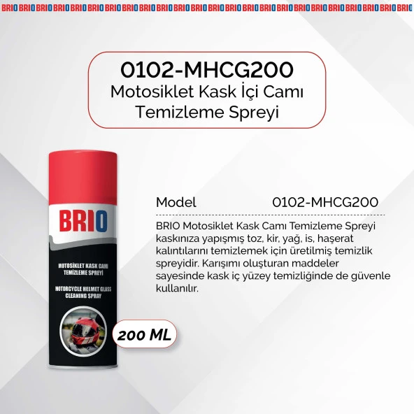 Brio Motosiklet Kask İçi, Kask Camı Temizleme Spreyi 200Ml 2'li Paket - Resim 2
