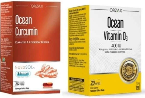 Ocean Curcumin 30 Kapsül + Vitamin D3 400 Iu 20ml Ikili Set