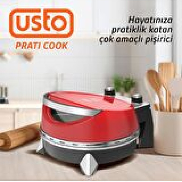 Usto 2855 Prati Cook Çok Amaçlı Pişirici Kırmızı