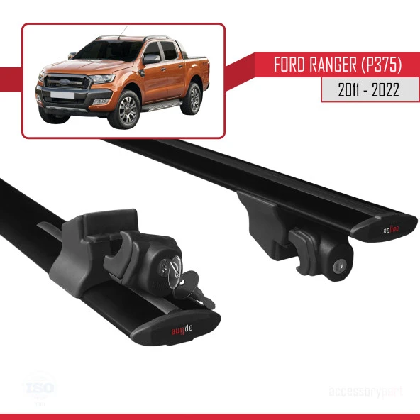 Ford Ranger 2011-2022 Arası ile uyumlu HOOK Model Anahtar Kilitli Ara Atkı Tavan Barı SİYAH - 4