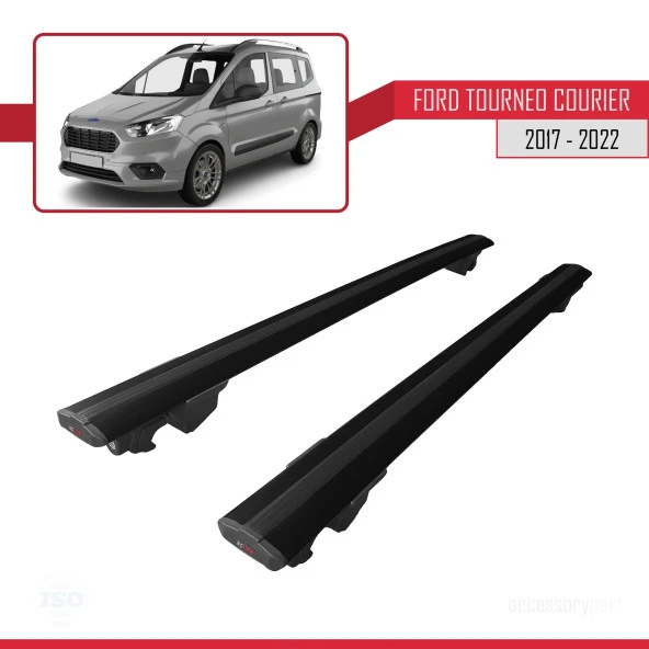 Ford Tourneo Courier 2017-2022 Arası ile uyumlu HOOK Model Anahtar Kilitli Ara Atkı Tavan Barı SİYAH - 2