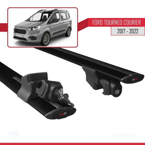 Ford Tourneo Courier 2017-2022 Arası ile uyumlu HOOK Model Anahtar Kilitli Ara Atkı Tavan Barı SİYAH - 4