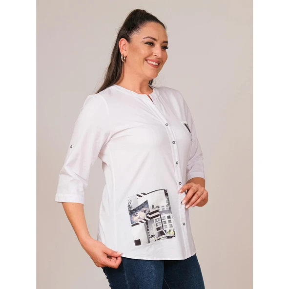 BÜYÜK BEDEN KADIN GÖMLEK - Resim 4