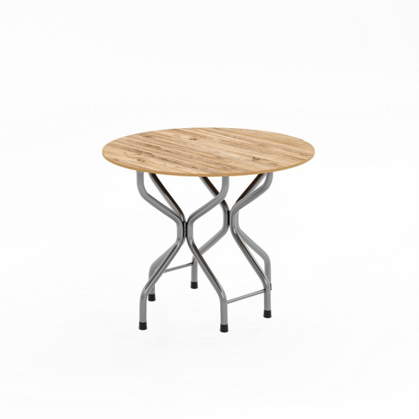 Eportatif Mutfak Masa Bahçe Yemek Masası Çam Yuvarlak 1388 - Resim 2