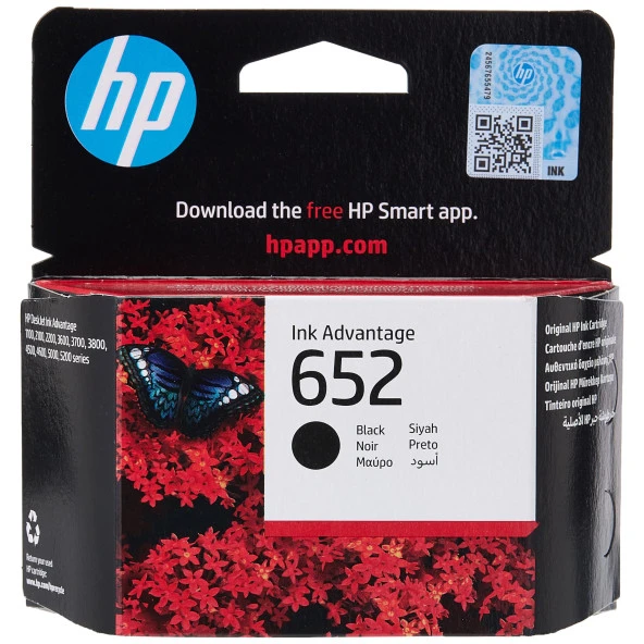 HP F6V25A (652) Siyah Mürekkep Kartuş