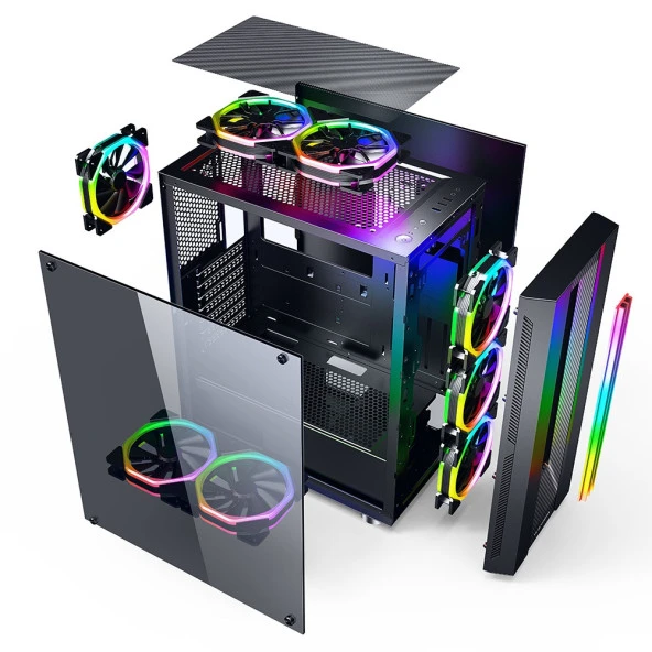 GameBooster GB-G3601B RAINBOW FANLI GAMING MID-TOWER PC KASASI - Resim 3