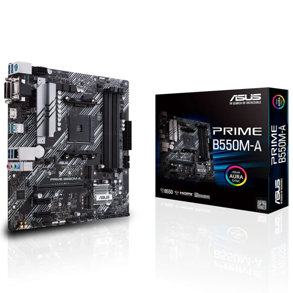 ASUS PRIME B550M-A DDR4 M2 PCIe NVME HDMI DVI PCIe 16X v4.0 AM4 mATX