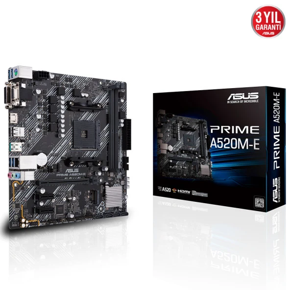 ASUS PRIME A520M-E DDR4 SATA3 M2 PCIe NVME HDMI DVI PCIe 16X v4.0 AM4 mATX