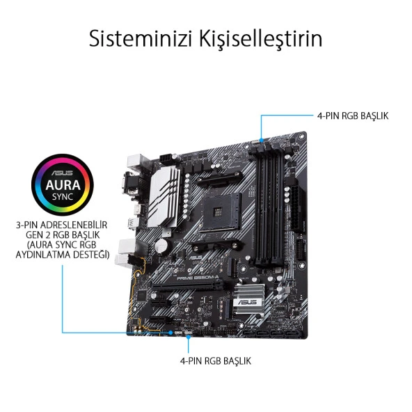 ASUS PRIME B550M-A DDR4 M2 PCIe NVME HDMI DVI PCIe 16X v4.0 AM4 mATX - 9