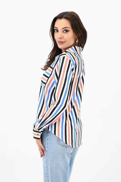 Kadın Desenli Klasik Gömlek 1753-24 - 5