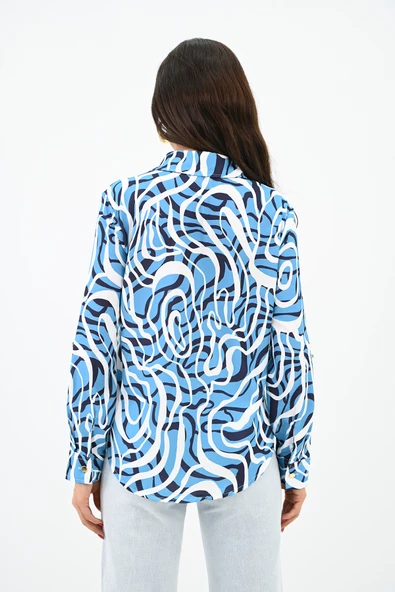 Kadın Desenli Klasik Gömlek 1753-24 - 8