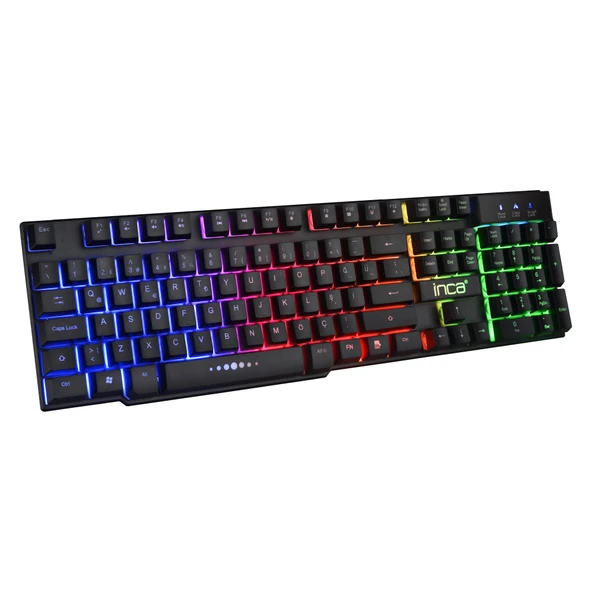 INCA IKG-449 Türkçe USB RAINBOW EFECT MEKANİK HİSLİ Siyah Oyuncu Klavye - Resim 2
