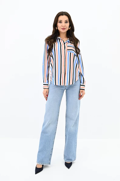 Kadın Desenli Klasik Gömlek 1753-24 - 3