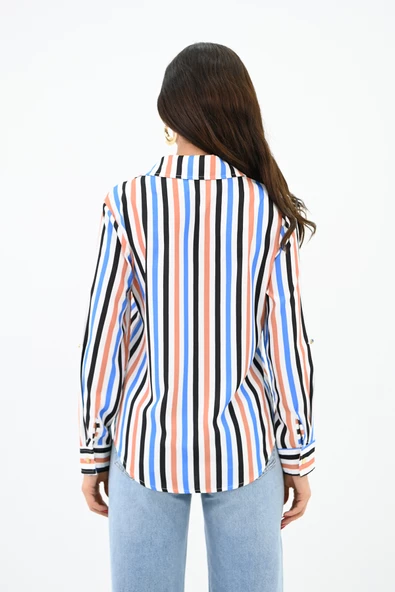 Kadın Desenli Klasik Gömlek 1753-24 - 4