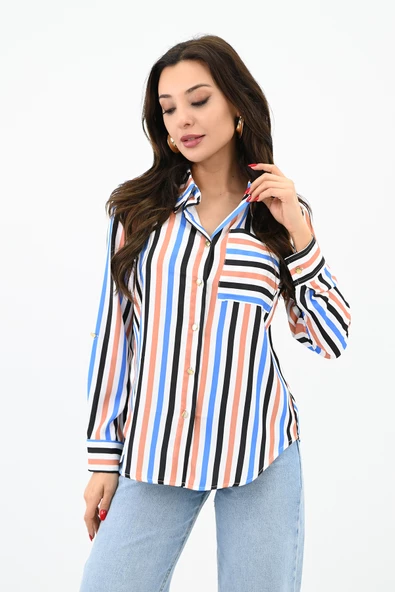 Kadın Desenli Klasik Gömlek 1753-24 - 2