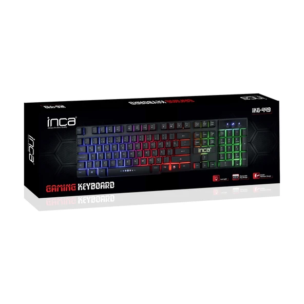 INCA IKG-449 Türkçe USB RAINBOW EFECT MEKANİK HİSLİ Siyah Oyuncu Klavye - Resim 3