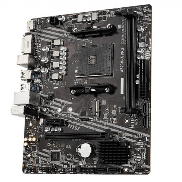 MSI A520M-A PRO DDR4 M2 PCIe NVME HDMI DVI PCIe 16X v3.0 AM4 mATX - Resim 4