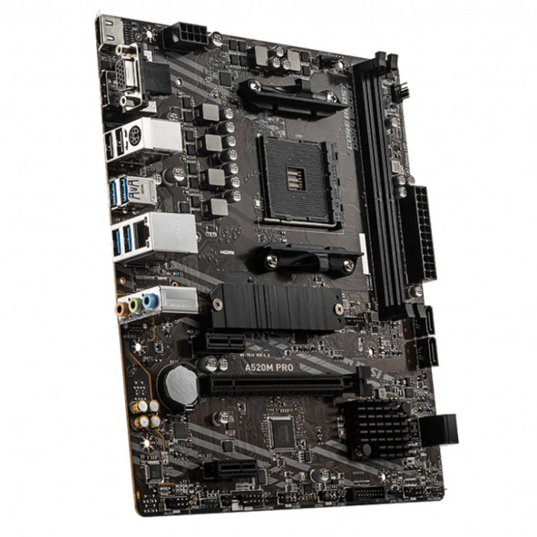 MSI A520M PRO DDR4 M2 PCIe NVME HDMI DP PCIe 16X v3.0 AM4 mATX - Resim 3