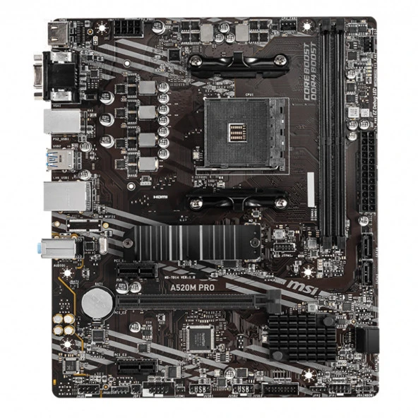 MSI A520M PRO DDR4 M2 PCIe NVME HDMI DP PCIe 16X v3.0 AM4 mATX - Resim 5