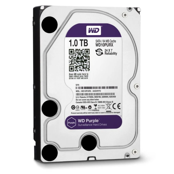 WD PURPLE 1TB 5400RPM 64MB SATA3 6Gbit/sn WD10PURZ 7/24 HDD - 2
