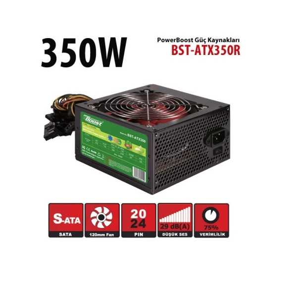 PowerBOOST 350W BST-ATX350R 12cm Fanlı Power Supply