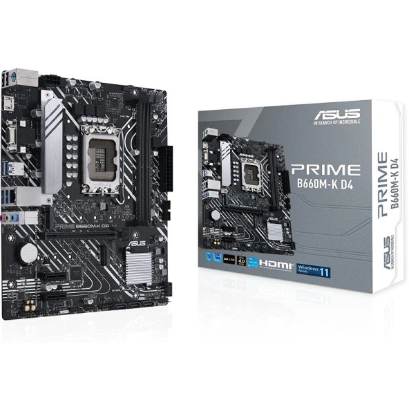 ASUS PRIME B660M-K D4 DDR4 M2 NVME PCIE 16X v4.0 1700p mATX