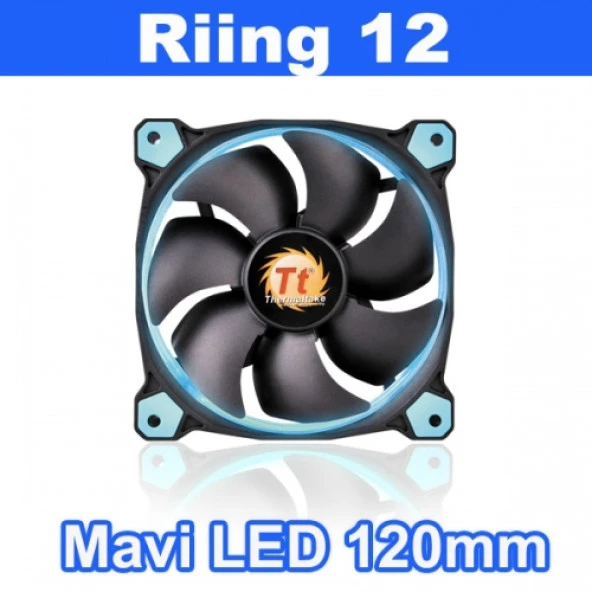 Thermaltake Riing CL-F038-PL12BU-A 120mm Mavi Halka Ledli Titreşimsiz Kasa ve Radyatör Fanı ürün görseli