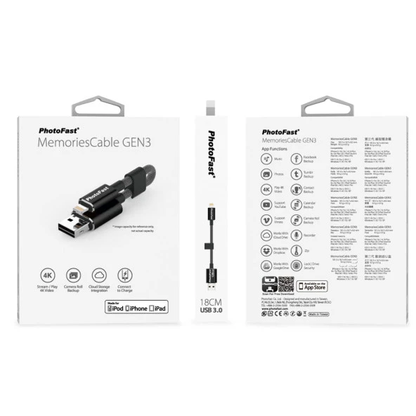 PhotoFast MemoriesCable GEN3 32GB Lightning / USB 3.0 Şarj Kablolu i-FlashDrive (Gümüş) - Resim 3
