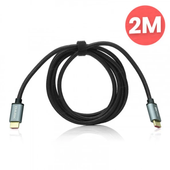 DARK 2metre HDMI 2.1 8K60/4K144, 48G Alüminyum Başlık HDMI Kablo
