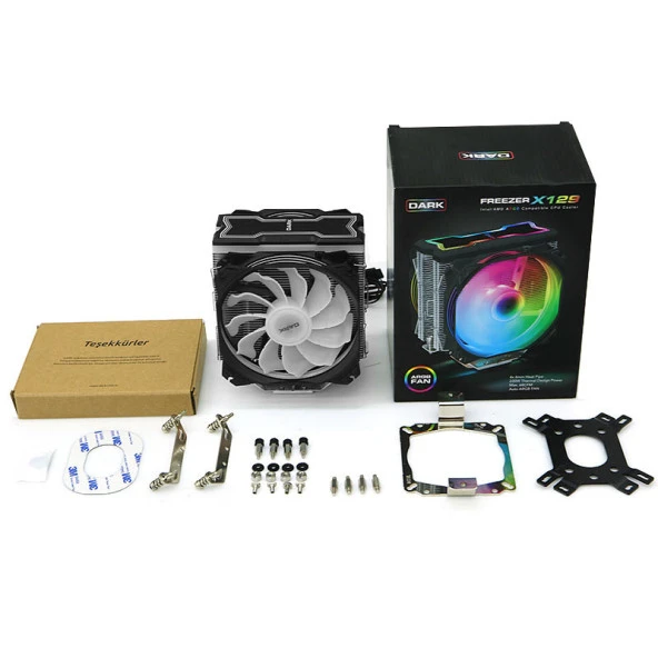 DARK FREEZER X129 DKCCX129 RGB Hava Soğutmalı AM5-1700p Dual Fan İşlemci Fanı - Resim 7
