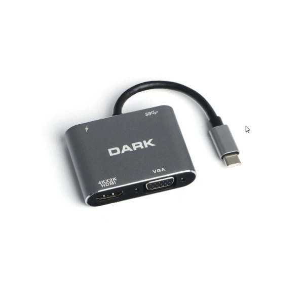 DARK DK-AC-U31XHDV USB 3.1 Type C den 4K UHD HDMI  VGA Dönüştürücü Adaptör