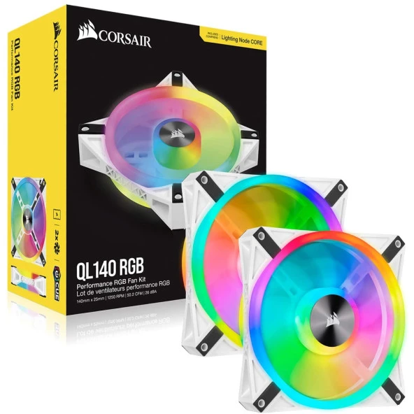 CORSAIR QL140-2 CO-9050106-Ww 14CM RGB KASA FANI+KONTROL ÜNİTELİ 2-Lİ PAKET BEYAZ - 2