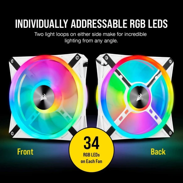 CORSAIR QL140-2 CO-9050106-Ww 14CM RGB KASA FANI+KONTROL ÜNİTELİ 2-Lİ PAKET BEYAZ - 4
