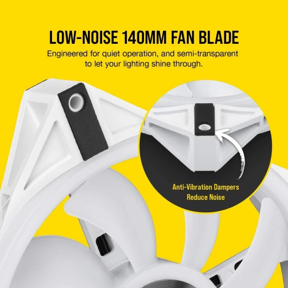 CORSAIR QL140-2 CO-9050106-Ww 14CM RGB KASA FANI+KONTROL ÜNİTELİ 2-Lİ PAKET BEYAZ - 7