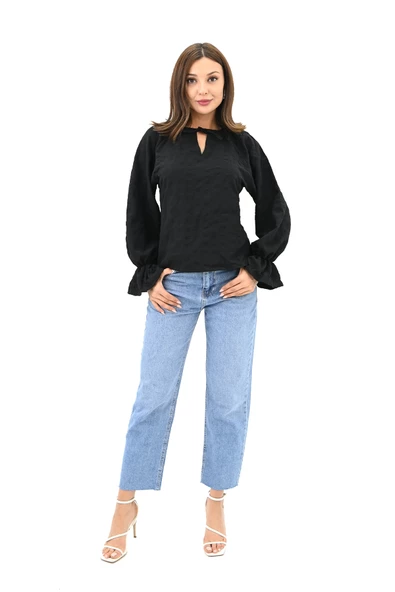 Kadın Yaka Bağlama Detaylı Gömlek 1718-25 - 2