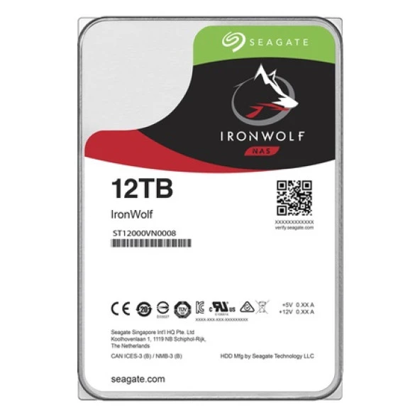 SEAGATE 12TB  IRONWOLF ST12000VN0008 256MB 7200RPM NAS DİSKİ ürün görseli