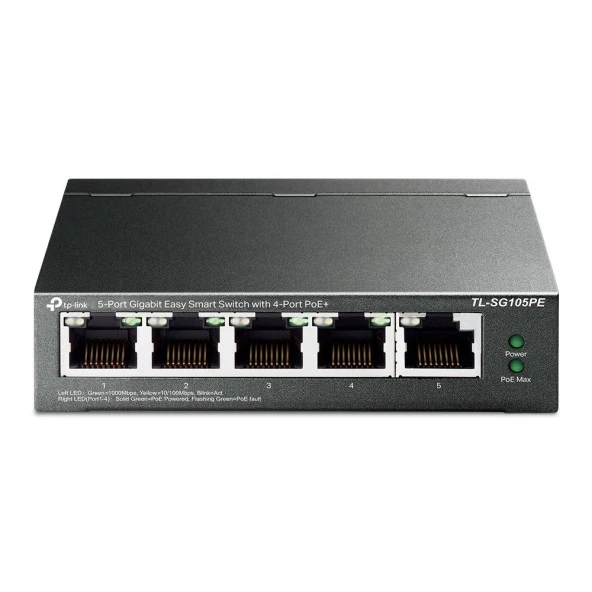 TP-LINK TL-SG105PE 5-port Yönetilebilir 65w 4-port PoE Switch