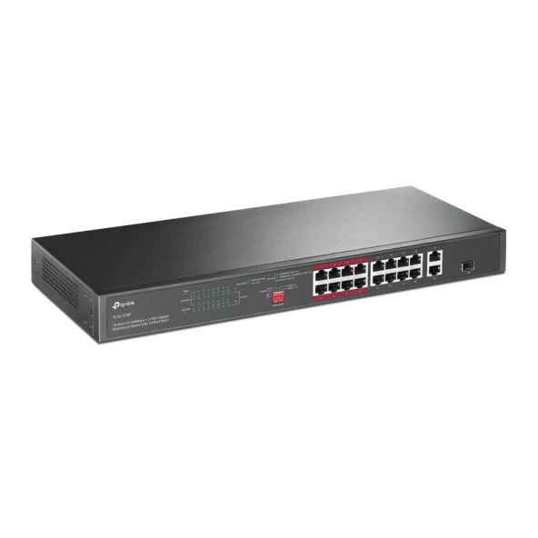 TP-LINK 16-PORT 150W FULL POE TL-SL1218P 10/100 2X-GIGABIT 1X-SFP YÖNETİLEMEZ SWITCH - Resim 2