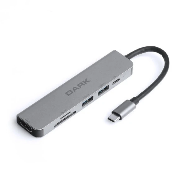 DARK USB 3.1 Type-C 6 in 1 HDMI / TF SD Kart Okuyucu / USB 3.0  USB 2.0 / USB-C PD Dönüştürücü Çevirici HUB